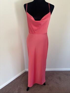 Anthropologie Coral Pink Cowl Neck Maxi Dress
